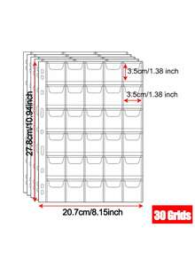 10 Pcs High-Transparency Coin Loose-Leaf Sheets With 30 Compartments. These Are Available Inner Pages Suitable For Banknote And Coin Loose-Leaf Albums. They Are Single-Sided High-Transparency Coin Album Pages. - Multicolor - View 12