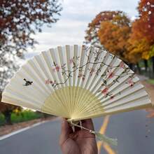 Women's Folding Fan, Craft Fan, Handheld Fan, Women's Fashion Accessories, Carry-On Small Fan - 淡粉紅色 - 查看 2