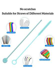 Silikonstrohhalm-Reinigungsbürste, wiederverwendbare Strohhalm-Reinigungsbürste mit biegsamem Stahlkern, extra lange weiche Flaschenbürste zum Reinigen von Glasstrohhalmen, zum Säubern von Spalten
