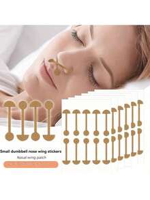 Adesivo de nariz com haltere pequeno 100, 20 e tira autoadesiva elástica macia para modificação do nariz, reduz o tamanho da narina, estreita a aba do nariz e a ponte nasal fina, uso diário, aplicação que não deixa marcas, cola respirável
