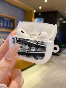1 Stück dickwandiges UV-bedrucktes Dollar-Kopfhörertasche, kompatibel mit Apple Bluetooth-Kopfhörern, klare transparente Abdeckung - Transparent - Übersicht 1