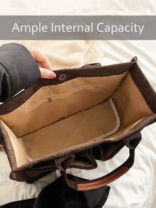 [US-Based Shipping]Brown Stylish Large Capacity Solid Color Corduroy Tote Bag For Women,Letter Patch Multi-Pocket Shoulder Bag For Commuting & Going Out, Lightweight Durable Removable Shoulder Strap Outdoor Travel Crossbody Bags, Casual Versatile Square Shopping Handbag,Simple Versatile,Hobo Tote Bag For Women, Casual Large Capacity Purse Bucket Bag, Shoulder Satchel Daypack For Outdoor Travel And Work Commuting, Vintage Satchel Shopping Bags Computer Handbag,Purses And Bags Women Bags For Women Black Purse Beach Bag Halloween Tote Bags For Women Bolsos Para Mujer Crossbody Bags For Women Handbags For Women White Purse Totes Bags For Women Brown Purse Clear Bag School Bag Bride Purses For Women Wedding Clear Purse Work Bag Lunch Bag For Women Carteras Para Mujer - 棕色 - 查看 5