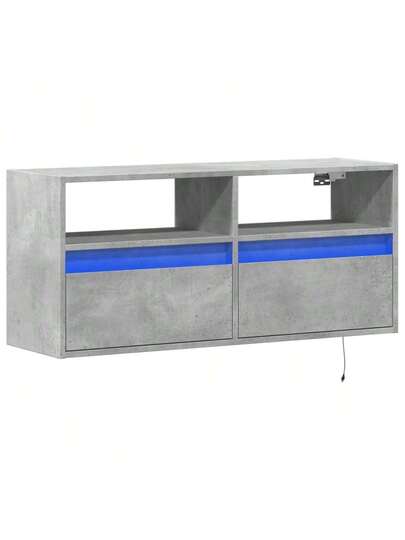 VidaXL TV Wand Unit LED Lighting 100x31x45 Cm Concrete Grijs view 3