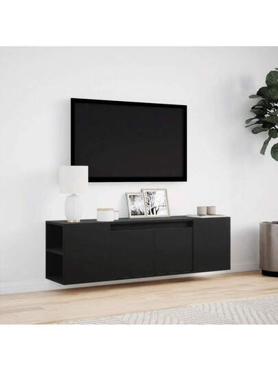 VidaXL TV Wand Unit LED Lighting 135x31x39.5 Cm Zwart view 4