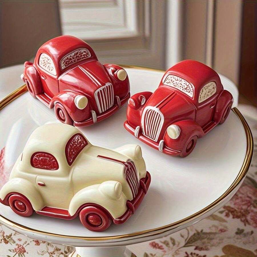 1pc 3D Stereo Car Candle Silicone Mold, DIY Handmade Soap Mold For DIY Crafts – Perfect For Soy Wax, Aromatherapy, And Soap Making - Pink - View 1