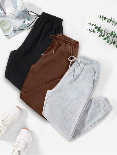 New Women's 3-Pieces Casual Drawstring Sports Trousers, Home Sports Trousers, Autumn And Winter Warm Pants Suitable For Home Warmth Outdoor Sports Gatherings, Fall, Cozy Clothes