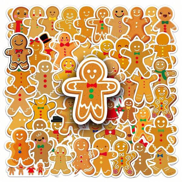 49Pcs Gingerbread Stickers Christmas Stickers Holiday Stickers Christmas Gifts Graffiti Stickers Art Stickers Vinyl Stickers Aesthetic Laptop Sticker Pack Skateboard Stickers Water Bottle Stickers Notebook Stickers