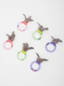 PETSIN Multi-Color Cat Toy With Rattle Sound, Feathers & Pearls - Interactive Cat Toy For Indoor Cat Exercise And Entertainment, Pet Supplies - Multicolor - View 14