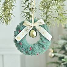 1 pièce Décoration de couronne de Noël Rideau suspendu Décoration de porte Décoration de voiture Décoration de scène Cloche de Noël Nœud Couronne de Noël Décorations de Noël Ornement suspendu Couronne de Noël avec cloches