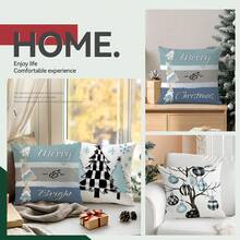 1 Stück/4 Stücke Weihnachts-Muster Kissenbezug, einseitig bedruckter Kissenbezug, geeignet für Wohnzimmer, Schlafzimmer, Heimdekoration, ganzjährig