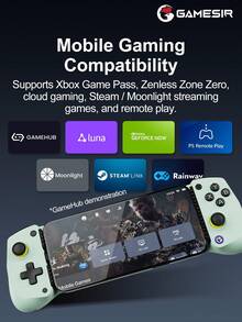 GameSir X5 Lite 手机游戏手柄，兼容 15/16 英寸 iOS 和安卓平板电脑，适用于长度 105-213 毫米的设备，霍尔效应摇杆，轻巧的人体工学设计，兼容 Game Pass、Zenless Zone Zero 云游戏、Steam/Moonlight 串流游戏和远程游玩，芥末绿 - Wasabi - 查看 4