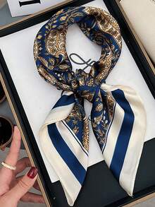 1pc 70cm Paisley Print Faux Silk Bandana Scarf, Women's Classic Cashew Pattern Silky Headband, Neck Scarf, Suitable For Daily Use For Dress - Multicolor - View 10
