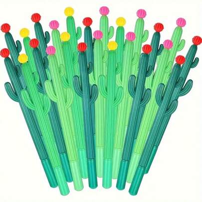 10 أقلام جل ذات شكل زهرة الصبار، أقلام كتابة ذات قبضة ناعمة وإبداعية، قرطاسية ممتعة للمدرسة والمكتب والمنزل - فكرة هدية صغيرة مثالية