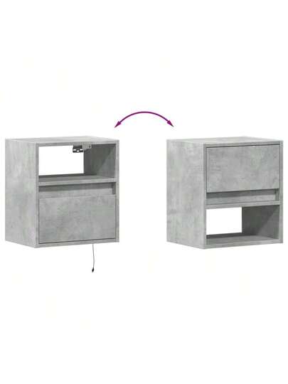 VidaXL TV Wand Unit LED Lighting 41x31x45 Cm Concrete Grijs view 10