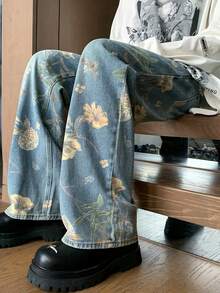 High-Quality Large Flower Jeans Summer Thin Style 2025 New High Waist Slim Straight Loose Wide Leg Pants - 彩色 - 查看 5