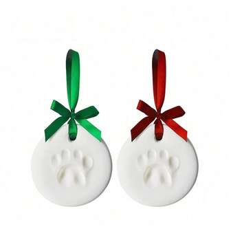 PETSIN Pet Paw Print & Handprint Clay Kit - Complete DIY Keepsake Set With Bracket, Golden Paint, Brush, Mold Box, Letter Mold & Ribbon For Cat And Dog Owners