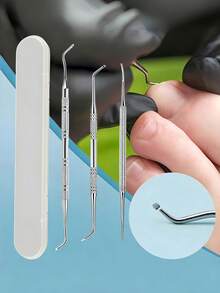 Zestaw 3 narzędzi do pielęgnacji wrastających paznokci u stóp, narzędzia do pedicure dla stóp, w tym podnośnik do paznokci u stóp i pilnik do paznokci u stóp, odpowiedni do leczenia wrastających paznokci u stóp - stal nierdzewna klasy medycznej, narzędzie do czyszczenia paznokci i pedicure, narzędzie do pielęgnacji paznokci u stóp - w zestawie pudełko do przechowywania