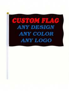 Aangepaste Hand-Waved Flag Set, 14x21cm Hand-Held Flag Of Any Pattern Or Color, 100D Polyester Digital Printed Hand-Waved Flag, With 30cm White Pole, Suitable For Parades, Celebrations And Outdoor Activities,Perfect For Christmas
