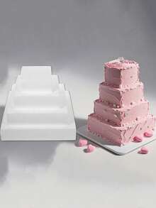 1 Stück quadratische weiße Schaumstoff Kuchenmodelle, Schaumstoff Ringe zum Dekorieren und Herstellen, Backen Präsentation, Hochzeitstorte Design, DIY Projekte leere Schaumstoff Ringe, Geburtstagstorte, Weihnachtsfeier Torte oder Trockenblumen Dekorationsarrangement, Dekorationen Skulptur Modelle Kunst Blumenarrangement und Bastelbedarf, Valentinstag, Ostern und andere Feiertags Torte Dekoration weiße Fake Torte Attrappe, Schulanfang, Weihnachten (Halloween)