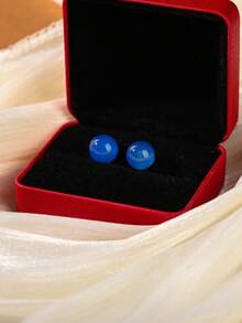 6/8/10mm Natural Stone Round Bead Stainless Steel Stud Earrings, Agate/Crystal/Faux Pearl And Other Natural Materials, Lucky Stone Healing Stone Energy Boosting, Fashion Jewelry Earrings For Women