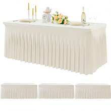 1 pieza Mantel de mesa de tela de espándex blanco, resistente a las arrugas y lavable, se ajusta a mesas de comedor rectangulares, funda elástica para mesa de patio, adecuada para bodas, banquetes, fiestas, estilo Ins de lujo, mantel elástico blanco para hotel, banquete, cumpleaños, conferencia