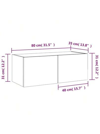 VidaXL TV Wand Unit LED Lighting 80x35x31 Cm Concrete Grijs view 2