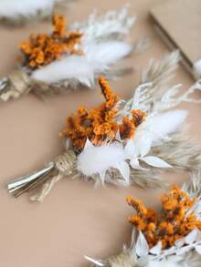 12 Pcs Boho Dried Flower Bouquet Mini Wedding Handmade Dry Flowers Decor For Vase Crafts DIY Photo Boutonniere For Men Floral Plant For Bridesmaid Gift Birthday Decor And Autumn Decor Items