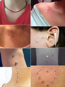 1 件植入级钛金属微皮肤穿孔表面杠铃 CZ 水晶隐藏式皮肤潜水员微皮肤锚圆形/心形/星形氧化锆水晶宝石皮肤锚表面皮肤穿孔环身体首饰