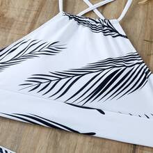 3-Piece Strapless Bikini Set With Printed Beach Skirt - Blanco - Ver 9
