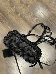 Bolso de hombro con decoración de lazo negro, bolso dulce y femenino para el hombro/debajo del brazo/cruzado para estudiantes