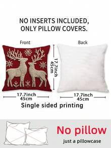 1pc Christmas Reindeer Print Pillow Cover, Christmas Decorative Throw Pillow Case, 17.7*17.7 Inches (45*45cm), Faux Linen Material, Digital Printing Single-Sided, Suitable For Sofa, Living Room, Bedroom, Car, Office, Hotel, Decoration, Perfect Gift For Family And Friends, All Seasons