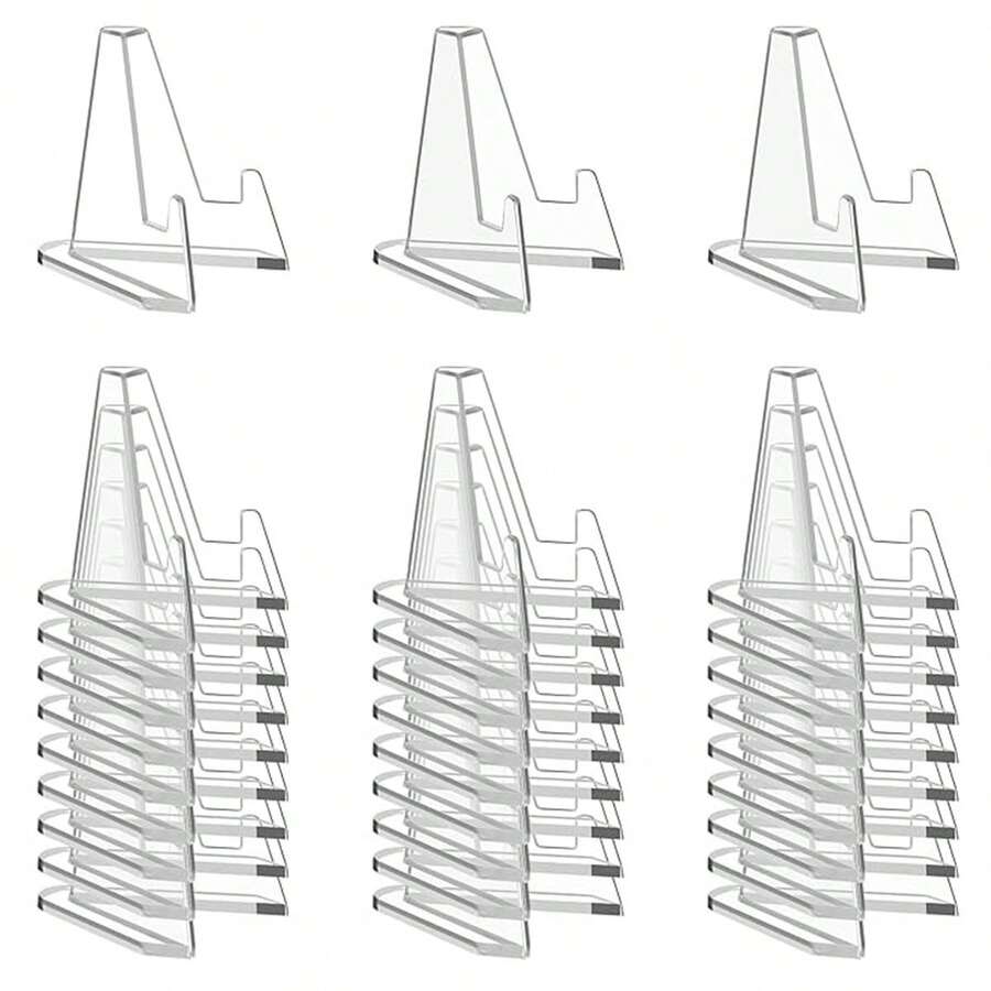 5pcs/10pcs/20pcs Acrylic Card Holder, Multi-Functional Card Display Stand, 360° Rotating Base, Transparent Plastic Storage, Coin Display Rack, Suitable For Displaying ID Cards, Challenge Medals, Baseball Cards, Sports Cards, Collectible Cards, Great For Home Decor, Gift Display, Best Choice For Christmas