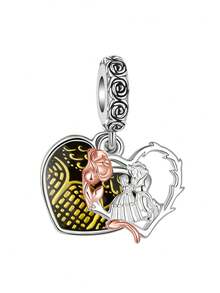 1pc Gold/Black/Red/Silver Heart/Beauty & Beast/Heart/Letter/LOVE/Pumpkin Carriage/Crown Plated 925 Silver Elegant Cute DIY Bracelet Beads Pendant, Suitable For Daily Wear/Autumn & Winter/Back To School/Holidays/Halloween/Christmas/Thanksgiving/Valentine's Day/Birthday Gift