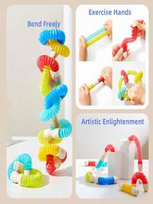 Brinquedos STEM Tubo Magnético Blocos de Construção Magnéticos Flexíveis Blocos de Tubo Magnético Grudento Jogo Cerebral Brinquedo de Construção Magnético Conjunto Quebra-cabeça Blocos de Construção para Meninos e Meninas Presentes de Aniversário e Natal Brinquedos Educativos de Faz de Conta STEAM