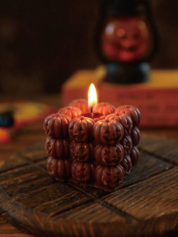 1 pièce Bougie citrouille en cire de soja faite main, bougie parfumée à la citrouille fantôme d'Halloween, bougie décorative créative à combustion longue durée pour la chambre, la table à manger, la décoration de la maison, convient pour les fêtes, les anniversaires, les cadeaux, les anniversaires, toutes les saisons