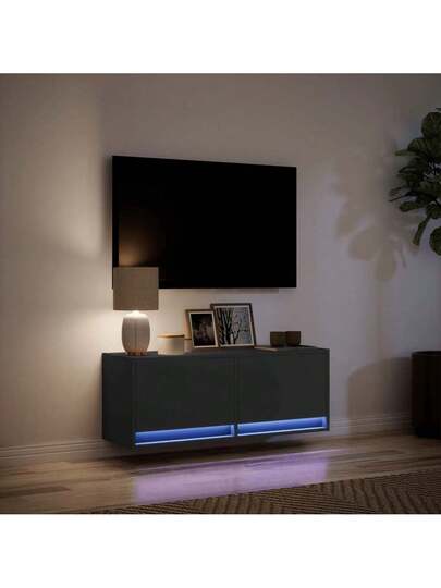 VidaXL TV Wand Unit LED Lighting 100x31x35 Cm Zwart view 5