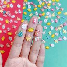 50pcs Mini Cute Christmas Resin Flat Back Charms, - Santa Claus, Snowman, Elk, Tree And Star Designs, Suitable For DIY Crafts, Hair Decorations, Nail Art, Scrapbook Decorations And Jewelry Making Accessories, Perfect Gifts For Christmas Parties - Multicolor - View 4