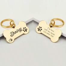 Personalized Dog Tag Engraved Name Phone Number Bone Shaped Pet ID Tag Stainless Steel Paw Print Design Silent Silicone Dog Tags Cat ID Tag Memorial Keepsake - Multicolor - View 13