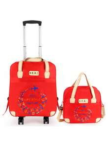 2-Piece Carry-On Luggage Set Wheeled Backpack & Duffel Bag For Travel With 360° Spinner Wheels, Airline Approved - Đỏ - Xem 6