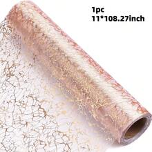 1pc 11x108 Inches Rose Gold, Thin Mesh Gold Foil Table Runner For Birthday Wedding Banquet Party Table Decoration Supplies Tablecloth Table Runner, Placemat Plate Decoration, Holiday Table Centerpiece, Christmas, New Year, DIY