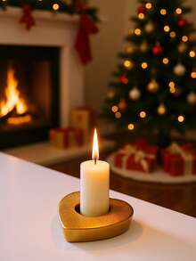 1pc Ceramic Christmas Candlestick, Candle Holder, Suitable For Gifts, Parties, Holidays, Home, Hotel, Restaurant Decor