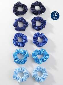 10pcs/Pack Assorted Color Fabric Scrunchies, Stretchy Hair Ties, Versatile Hair Accessories Suitable For All Seasons - Multicolor - View 24