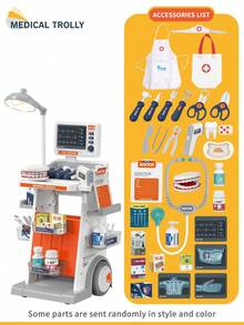 儿童医生和护士角色扮演玩具套装，医生和护士服装，牙科医疗车，牙套，听诊器，体温枪，心电图监测仪，医疗工具，迷你套件，男孩和女孩学习医学知识，克服心理恐惧，模拟场景玩具，教育医生和护士游戏玩具，课堂娱乐，生日礼物 - 彩色 - 查看 13