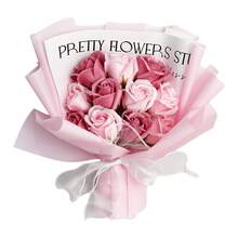 1 conjunto/11 peças - 4 peças Buquês de Flores Artificiais contêm 11 Flores Artificiais, Papel de Embrulho de Flores e Flores de Sabão Fadas de 33cm x 22cm, que são adequadas para presentes de aniversário ou aniversário para mães, namoradas, amigas, presentes do Dia de Natal/Dia das Mães, Dia dos Namorados, lembranças de casamento, decoração de mesa de festa de feriado e presentes de aniversário ou festa para mulheres.