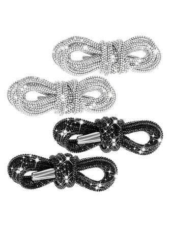 2pcs New Rhinestone Shiny Round Unisex Shoelaces, DIY Cord, Colorful Rhinestone Decorated Drawstring Accessories