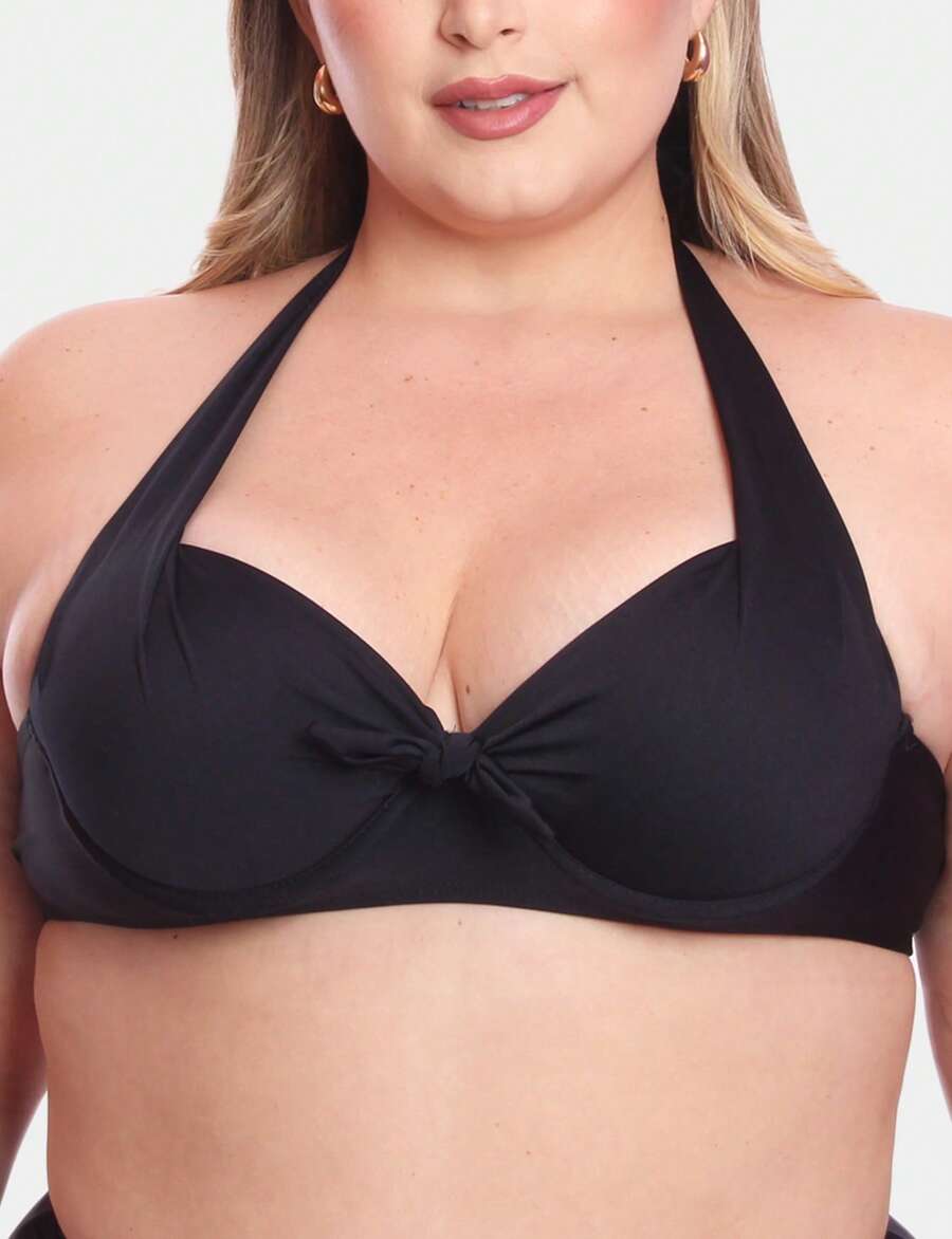 Bra Padded Bikini Beach Support Plus Size Loose Comfortable Lingerie Intimate Fashion Structured Padded - màu đen - Xem 1