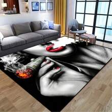 1pc Faux Cashmere Texture Delicious Cigarette Smell Anti-Slip Area Rug, Fluffy Polyester Carpet, Machine Washable, Suitable For Indoor/Outdoor Decoration In Living Room, Bedroom, Nursery, Patio And Garden - Unique Lipstick Art Design, Bedroom Decor Christmas Decor Kitchen Rug