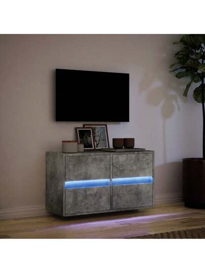 VidaXL TV Wand Unit LED Lighting 80x31x45 Cm Concrete Grijs view 5