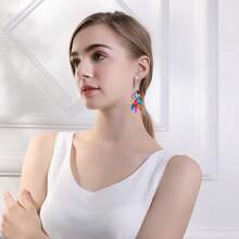 Luxury Colorful Crystal Peacock Earrings, Fashion Elegant Rhinestone Statement Party Earrings For Women