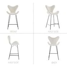 Chairus 2PCS Sgabelli Bar Chenille Moderno Schienale Striato (giallo/verde/latte di avena)